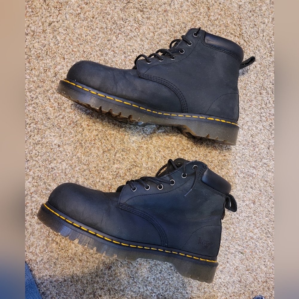 Dr. Martens mens US12 black leather steel toe boots